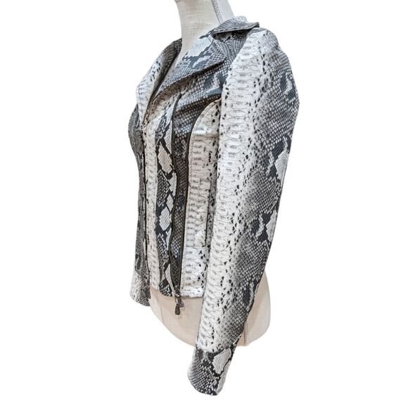 NWOT Affliction Women's Faux Snake Print Full Zip Moto Jacket Size XS - Picture 4 of 12